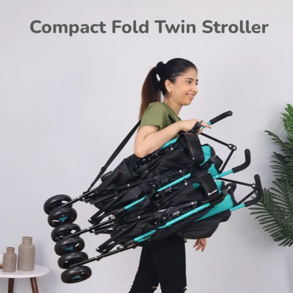 Ginny and Johnny Stroller - Compact Fold, Dual Basket, Multi-Position Recline Seat, Rear Brake - Image 2