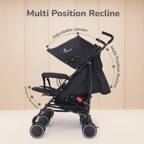 Ginny and Johnny Stroller - Compact Fold, Dual Basket, Multi-Position Recline Seat, Rear Brake - Image 4