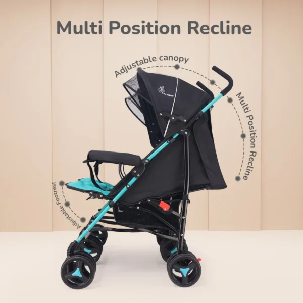 Ginny and Johnny Stroller - Compact Fold, Dual Basket, Multi-Position Recline Seat, Rear Brake - Image 3