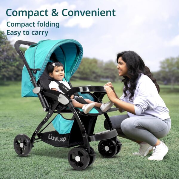 Luv Lap LuvLap Galaxy Baby Stroller with 5-Point Safety Harness, Cushioned Seat, Multi-Level Recline, Easy Fold, Lightweight for 0-3 Years (Black) - Image 3